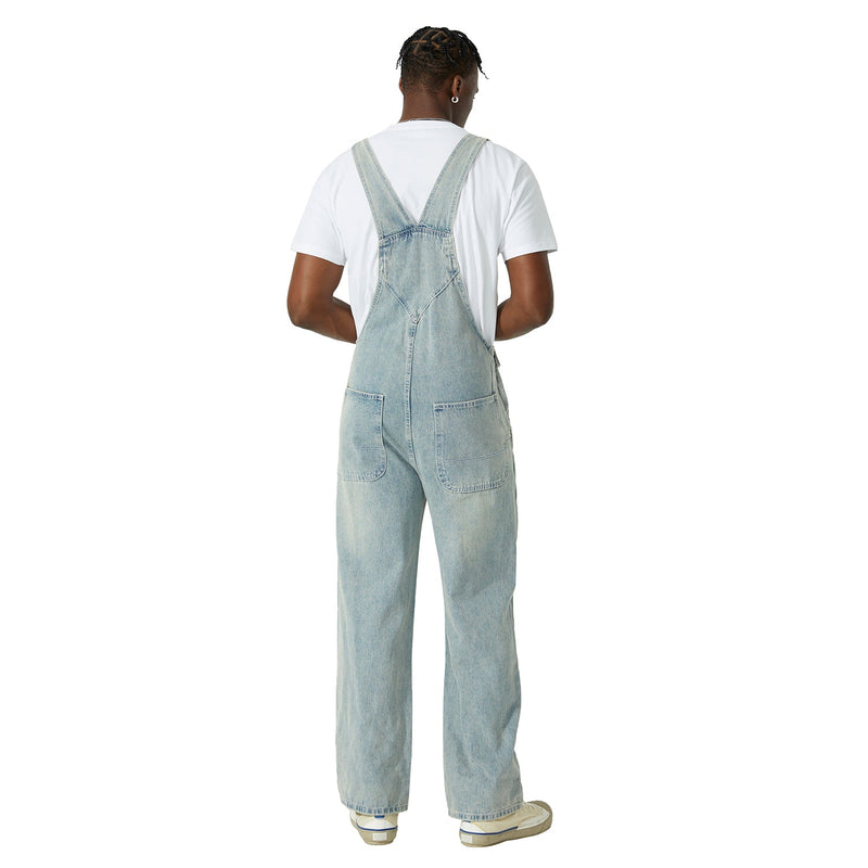 Loose Fit Stonewashed Bib Overalls - Men's