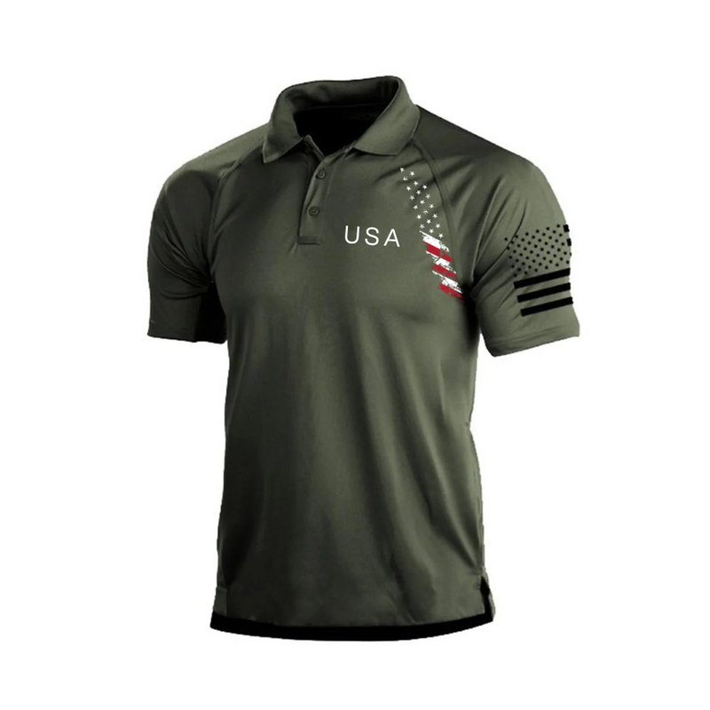 COLORFUL USA FLAG RAGLAN GRAPHIC POLO SHIRT