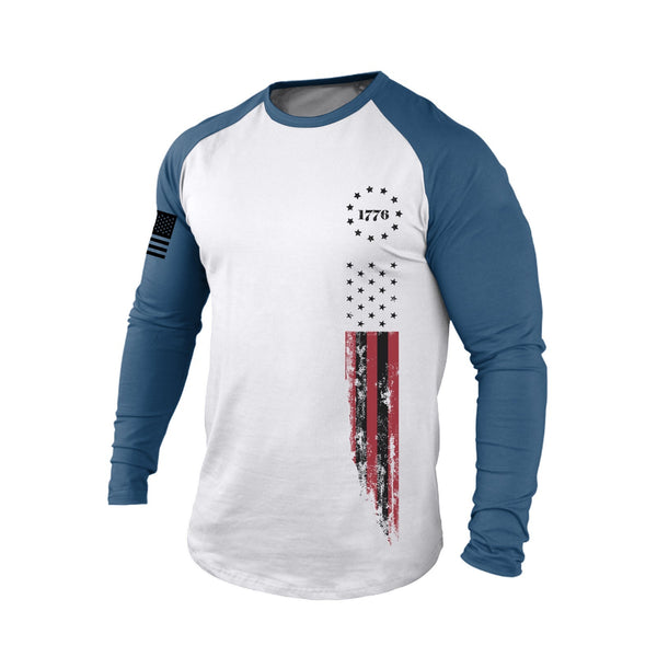 1776 USA FLAG RAGLAN GRAPHIC LONG SLEEVE T-SHIRT