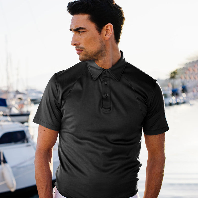 SOLID COLOR SHORT SLEEVE POLO SHIRT