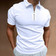 5XL Men's Solid Color Zipper Neck Casual POLO Shirt